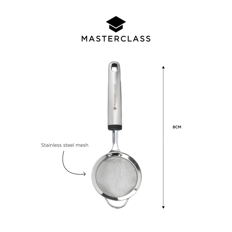 MasterClass MCSSSIEVE8 Soft Grip Sieve, 8 cm, Carded, Stainless Steel,