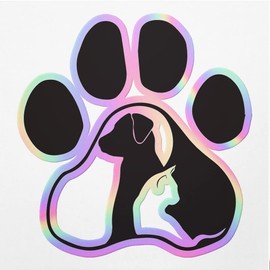 Holographic Decal Stickers of Dog and Cat Paw 2 Premium Waterproof Vinyl Decal Stickers for Laptop Phone Accessory Helmet Car Window Mug Tuber Cup Door Wall Decoration ANDVER310560bHO