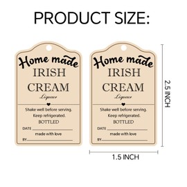 50 Pack Homemade Irish Cream Liqueur Tags with String 1.5×2.5 inch Irish Cream Liqueur Instruction Labels for Handcrafted Liqueur Bottles,Holiday Christmas Gifts,Jar Kitchen Pantry