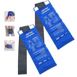 2 Compresas de Gel Frio Caliente, Grande Bolsas de Hielo Gel Térmico con Banda Ajustable, Paquetes de Hielo Deportivo Reutilizable Impermeable para Alivia Dolor Articular Muscular, 43.5x17.5cm