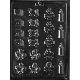 Dress My Cupcake Baby Bottle, Crib, Bib, Blocks, Duck with Rattle Decorations Chocolate Mold - B049