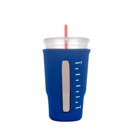 Reusable Insulator Neoprene Cup Sleeve for Iced Beverages and Coffee (Royal Blue, Large)