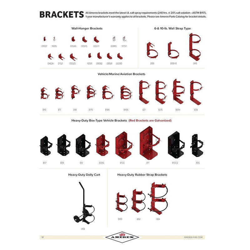 Amerex 807 Black Heavy Duty Fire Extinguisher Bracket