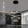 Viruhaka Modern LED Black Circular Pendant Light Fixture, Adjustable Height