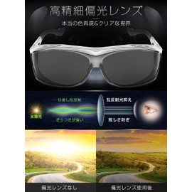 TINHAO Overglass Sunglasses, For Driving, Polarized Lenses, Large, Men's, Sports Sunglasses, Bending, Compatible with Glasses, UV400 Protection, UV Protection, For Cycling, Driving, Fishing, Golf, Baseball, Clear frame