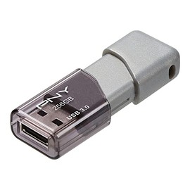 PNY P-FD256TBOP-GE Unidad Flash USB de 256 GB, USB 3.0, 185 Megabytes por Segundo, Tapa, Gris/Plata