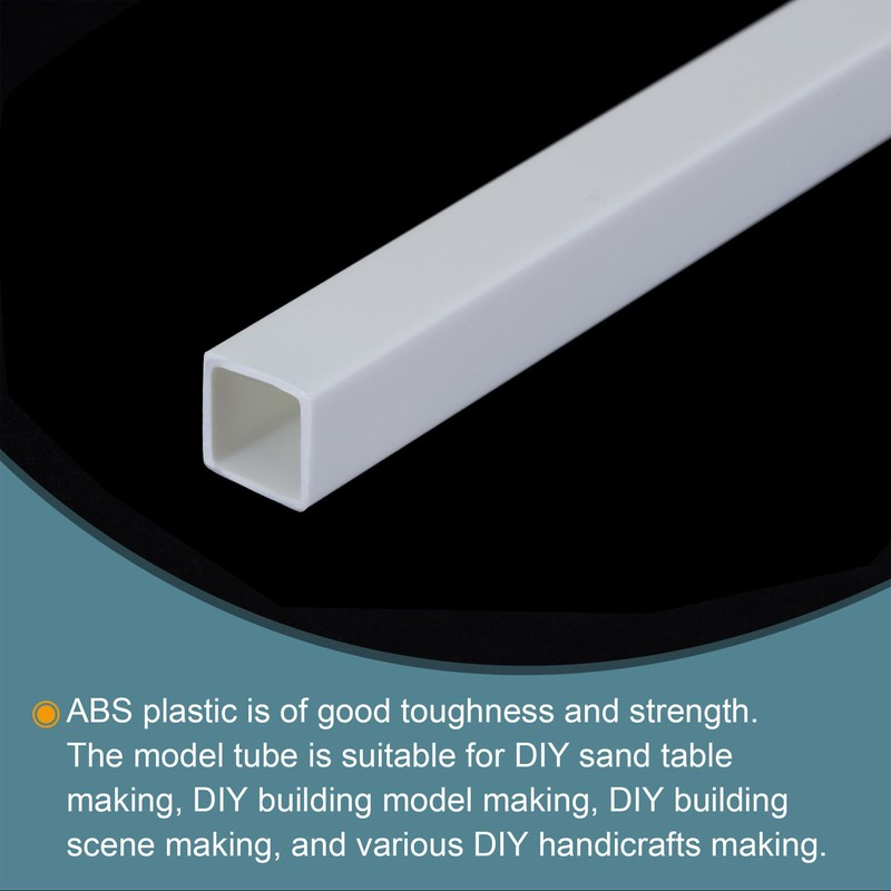 sourcing map 20pcs Plastic Model Tube ABS Square Tube 10x10x250mm