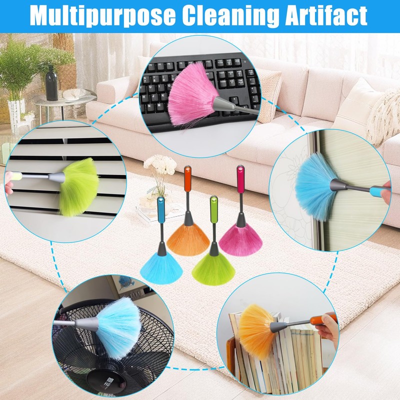 4 Pack 10 inch Microfiber Duster, Feather Duster, Grips Microfiber