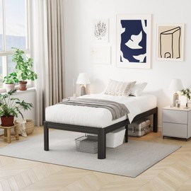 Hunlostten 14 in High Heavy Duty Twin Bed Frame No Box Spring Needed, Reinforced Metal Twin Bed Frames, Rounded Edge, Surdy Steels, Easy Assembly