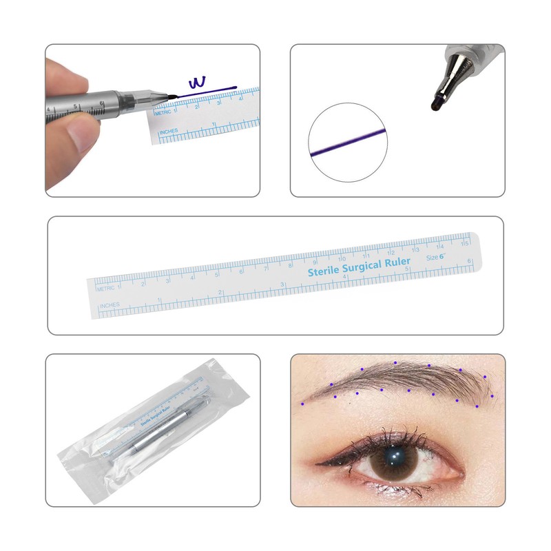 10pcs Microblading Tattoo Marker Pen Gray Skin Marker Pen Paper