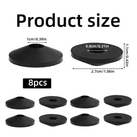 8pcs Toilet Seat Fittings, M8 Rubber Washers Toilet Seat Fixings, Non Slip Toilets Seat Fixing, Replacement Conical Hinge Fitting for Conical Washers, Loose Seats Black