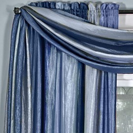 Sheer Window Scarf Valance - 50 Inch Width x 144 Inch Length (Blue) - Light Filtering Polyester Curtain Scarf - Lightweight Drapes for Living Room, Bedroom & Dining Room by Achim Home Decor