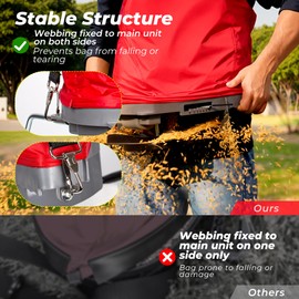 Walensee Handheld Bag Seeder Spreader with 25lb Bag, Frame Support, Multiple Spread Options, Enclosed Gears, Rear Baffle, Adjustable Shoulder Strap and Goggles, Red