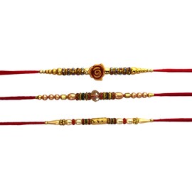 SLNDOKTG Set of 3 Rakhi for Brother Beds Multicolor Thread Mauli Bracelet Friendship Band for Festive Pooja Raksha bandan Bhai Bhaiya Bro Sister Wristbands Handmade for Men and Boys