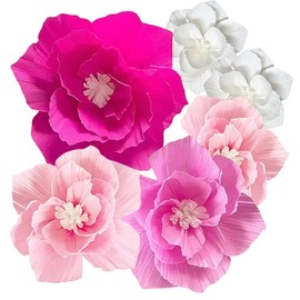 Mrltau Pack of 6 Paper Flowers Decoration, Aesthetic Room Decor, Garden Party Decoration, Birthday Party Decoration Set for Wedding, Birthday, Table Decoration Birthday (30 cm & 25 cm)