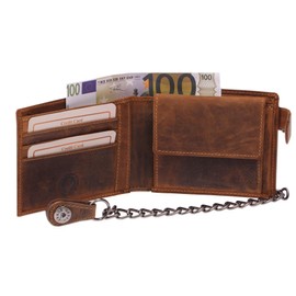 Greenburry Vintage 1705AM-SKULL-25 Leather Wallet with Coin Compartment, brown, vintage