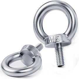 YOOPIN Eye Bolt M5, Pack of 6 Eye Bolts, 304 Stainless Steel Eye Bolt, Eye Bolt with Thread, Stainless Steel Eye Bolt for Mounting Technology and Various Technical Lifting Devices