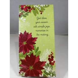 DaySpring Christmas Greeting Card Unused Joys & Memories Money Holder Poinsettia