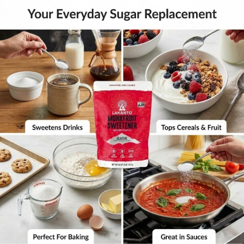 Lakanto Monk Fruit Sweetener with Erythritol, White Sugar Substitute From