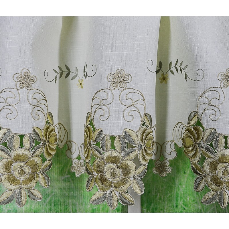 Today's Curtain Verona Reverse Embroidery Valance, 14", Ecru/Antique