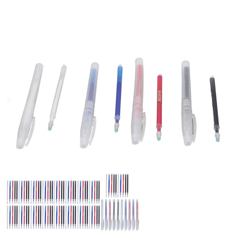 100Pcs Heat Erase Pens Erasable Smoother Writing Various Colors Fabric