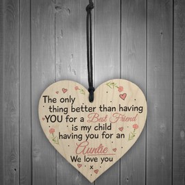 RED OCEAN Best Friend Auntie Heart Gift Shabby Chic Birthday Love Keepsake Thank You Sign Family Plaque