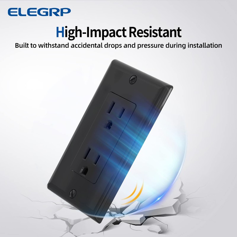 ELEGRP Decorator Receptacle, 15A 125V Standard Electrical Wall Outlet, 2