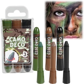 3 Color Camo Face Paint,Camo Face Paint Stick Set,3 Colors Eye Black Camo Face Paint,Waterproof&Sweat-Resistant Body and Eye Camouflage,Camouflage Hunting Face Paint Stick,Face Paint,Green Body Paint