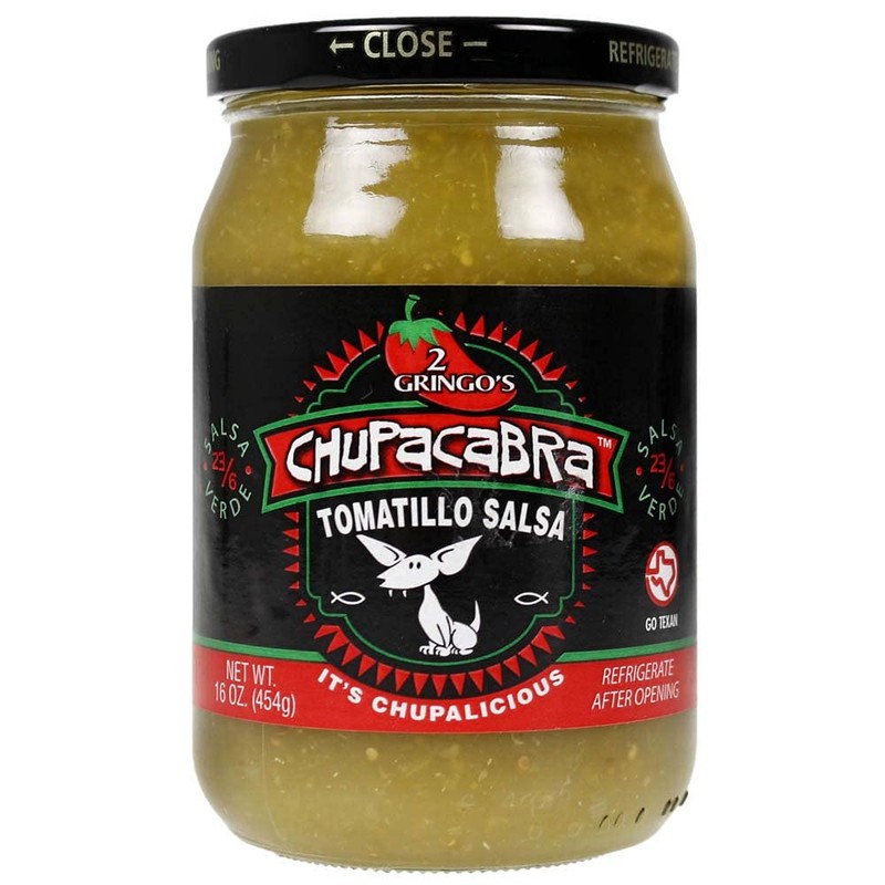 2 Gringos Chupacabra Salsa Verde 16 Oz Tomatillo Jalapenos Garlic