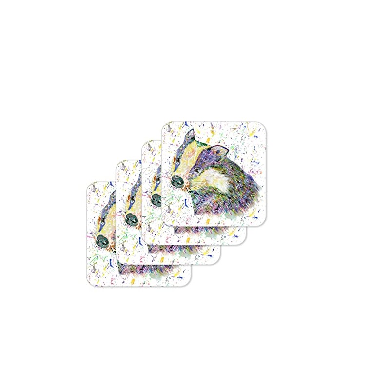 Coaster Badger British Wildlife Animals Coasters Watercolour Art Gift Work