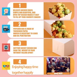 KZXCVS Pack of 60 Popcorn Bags, Popcorn Boxes, Candy Bar Bags, Small White Popcorn Boxes, Small White Popcorn Boxes, Popcorn Containers, Popcorn Bags, Candy Containers, Candy Bar Bags (White)