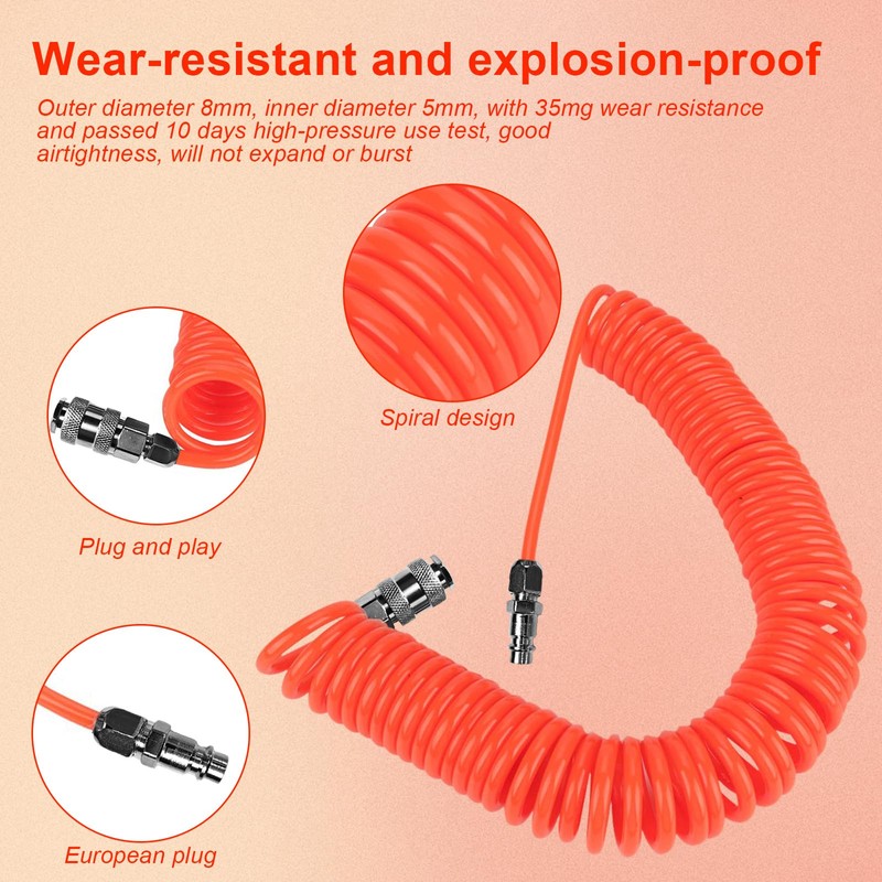 SRJQXH Compressor Hose 6 m, Retractable Air Hose, with 1/4