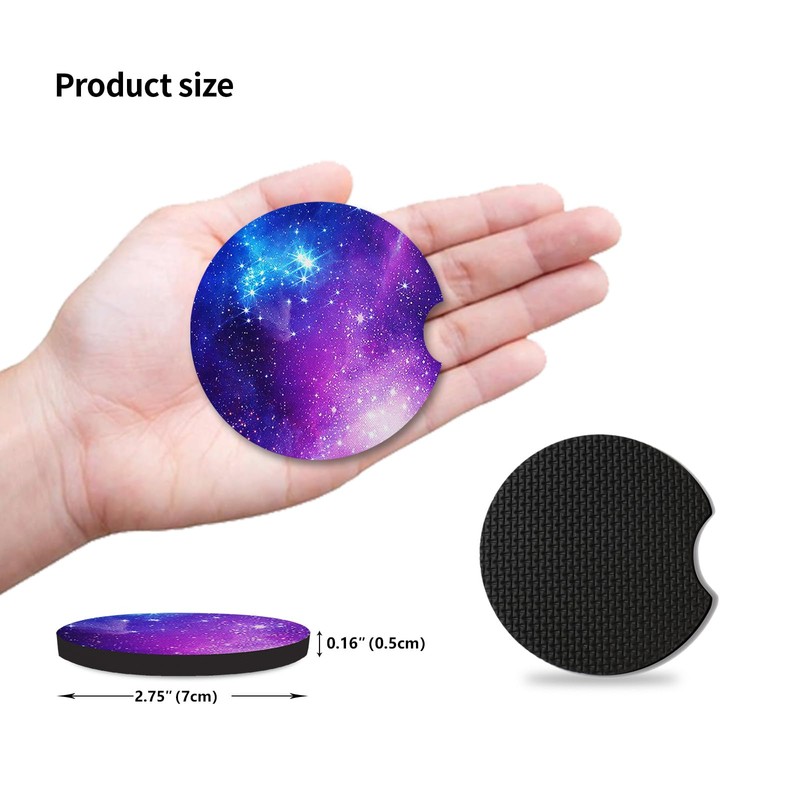 2pcs Car Coasters Absorbent Car Cup Holder Coasters,Nebula Pattern Car