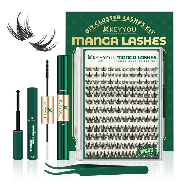 KEYYOU Manga Lash Clusters Kit 8-18mm Eyelash Clusters Kit DIY