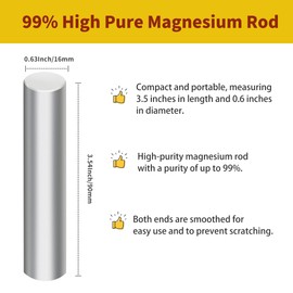 6-Pack Magnesium Fire Starter Rods, 99.99% Pure Magnesium Metal Rod, 3.5" x 0.63" – Ideal for Survival, Emergency Sparks, Outdoor Camping & Hiking (900mm x 16mm)