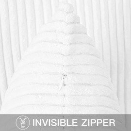 Artscope Cozy Striped Corduroy Cushion Cover 30x50cm Super Soft Decorative Oblong Throw Pillow Covers Case for Sofa Couch Bedroom Car Decor 12 x 20 Inches, Pure White