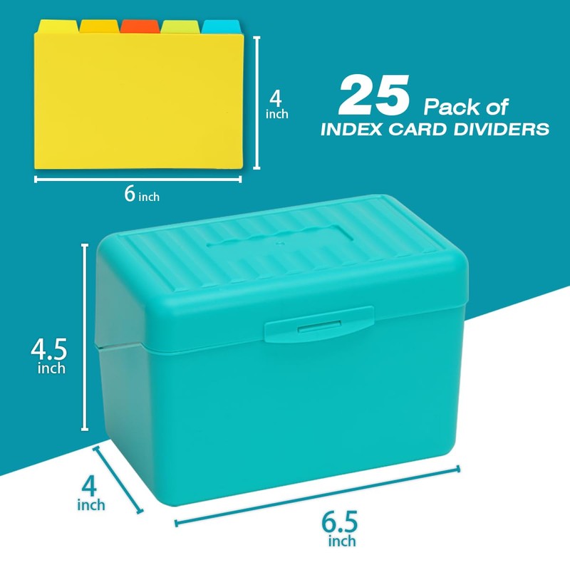 H4D Index Card Holder 4x6 Inches with 25 Poly Dividers,