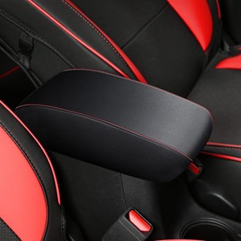 AOMSAZTO Console Armrest Covers for 2011 2012 2013 2014 Sonata Black with Red Stiches