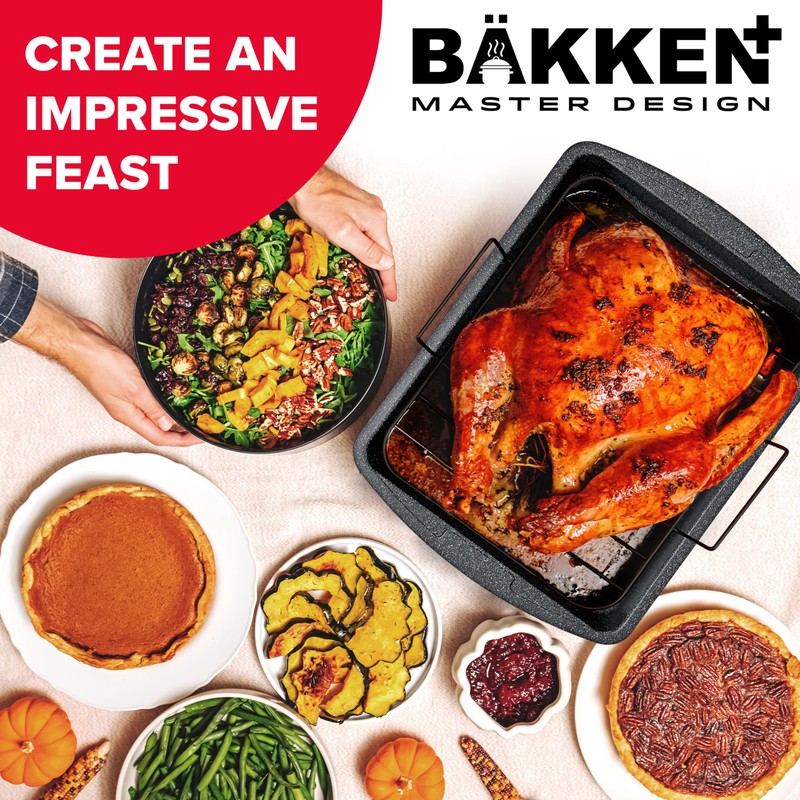 BAKKEN Nonstick Turkey Roasting Pan with Rack – 17 X