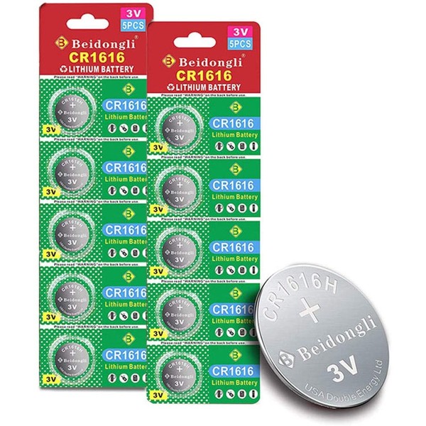 Beidongli CR1616 Battery 3V Lithium Battery Coin Button Cell 10 Pack 【5-Year Warranty】