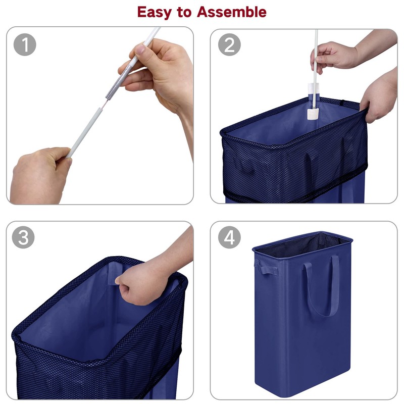 efluky Slim Laundry Basket, Narrow Laundry Hamper with Handles, Collapsible
