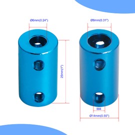 Aopin 6mm to 8mm Rigid Couplings Set Screw Shaft Stepper Motor, Length 25mm / 1" Motor Coupler Connector Rigid with Screw for 3D Printer, RC Robot, Car Model Shaft, CNC Machine, DIY Encoder 2 Pcs
