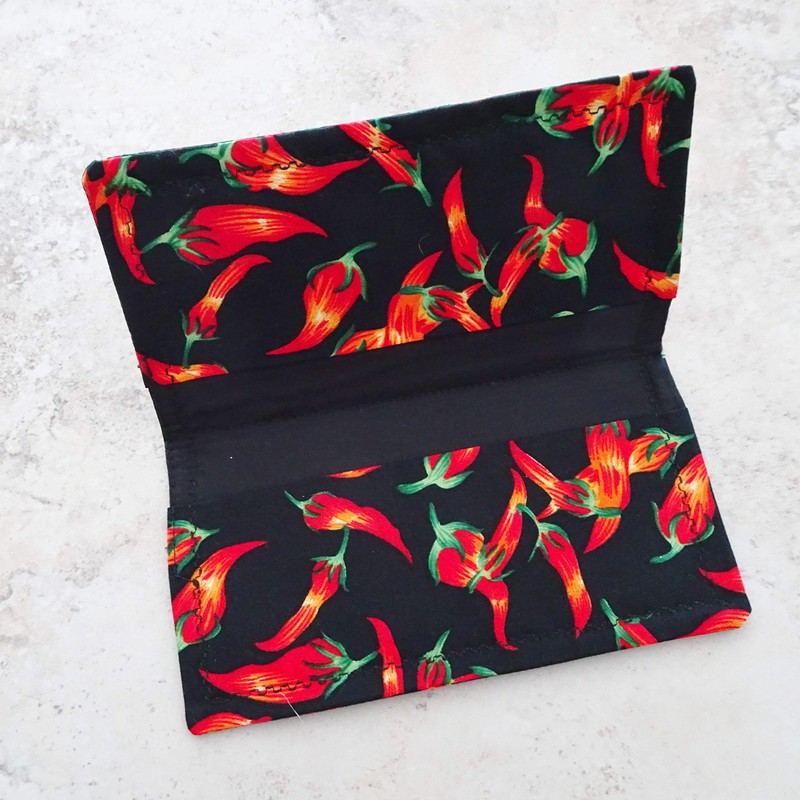 Checkbook Cover - Billfold Wallet - Red Chili Pepper Fabric