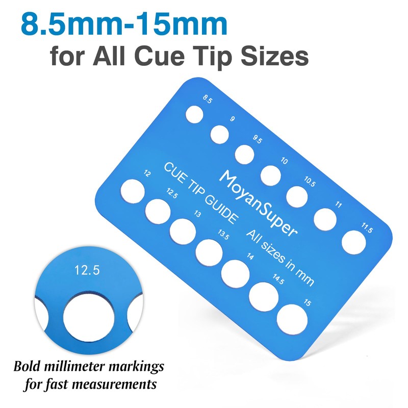 MoyanSuper Cue Tip Gauge for Billiards, Measures 8.5mm–15mm Plastic Cue