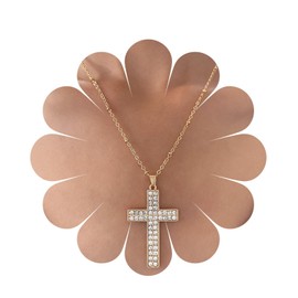 Yienate Punk Crystal Cross Pendant Necklace Vintage Gold Pave Crystal Cross Necklace Choker Statement Sparkling Rhinestones Religious Large Cross Necklace Jewellery for Women and Girls, Zinc, No