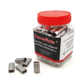 FenceMate Aluminum Alloy Crimp Loop Sleeves #2-3 Long to Splice & Join Metallic Wires or Wire Ropes, Tempered, Gritted with Super Holding Force on High Tensile Wires in Fencing & Hanging,100pcs/pk