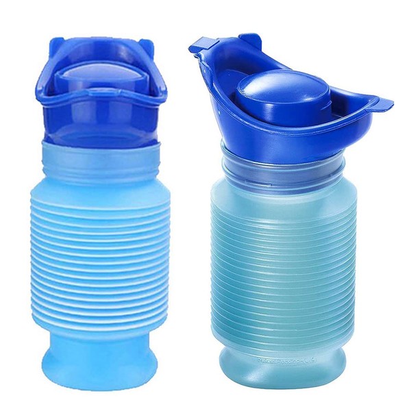 Set of 2 Portable Travel Urinal, Collapsible Urinals for Men and Women, Reusable Kids Potty, Personal Pee Bottle for Outdoor Camping, Long Road Trip and in Traffic