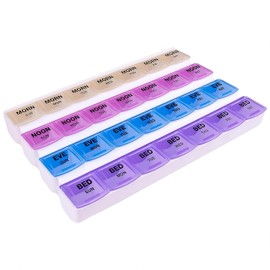Apex Apex 7-Day Mediplanner Pill Organizer, Weekly Pill Organizer, 4 Times A Day Color-Coded, Easy-Open, See-Through Lids, Organize Medication Or Vitamins by AM, PM, Evening and Bedtime