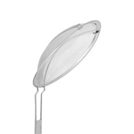 TrueCraftware- 7-Inch Round Medium Mesh Skimmer 10" Handle Length Nickel Plated- Kitchen Utensil Food Strainer Skimmer Spoon for Cooking Sieve Sifters Rice Quinoa Pasta Fruits Vegetables etc.