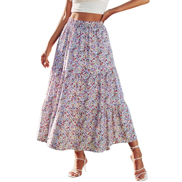 KIRUNDO Women's 2025 Spring Summer High Waist Boho Floral Maxi